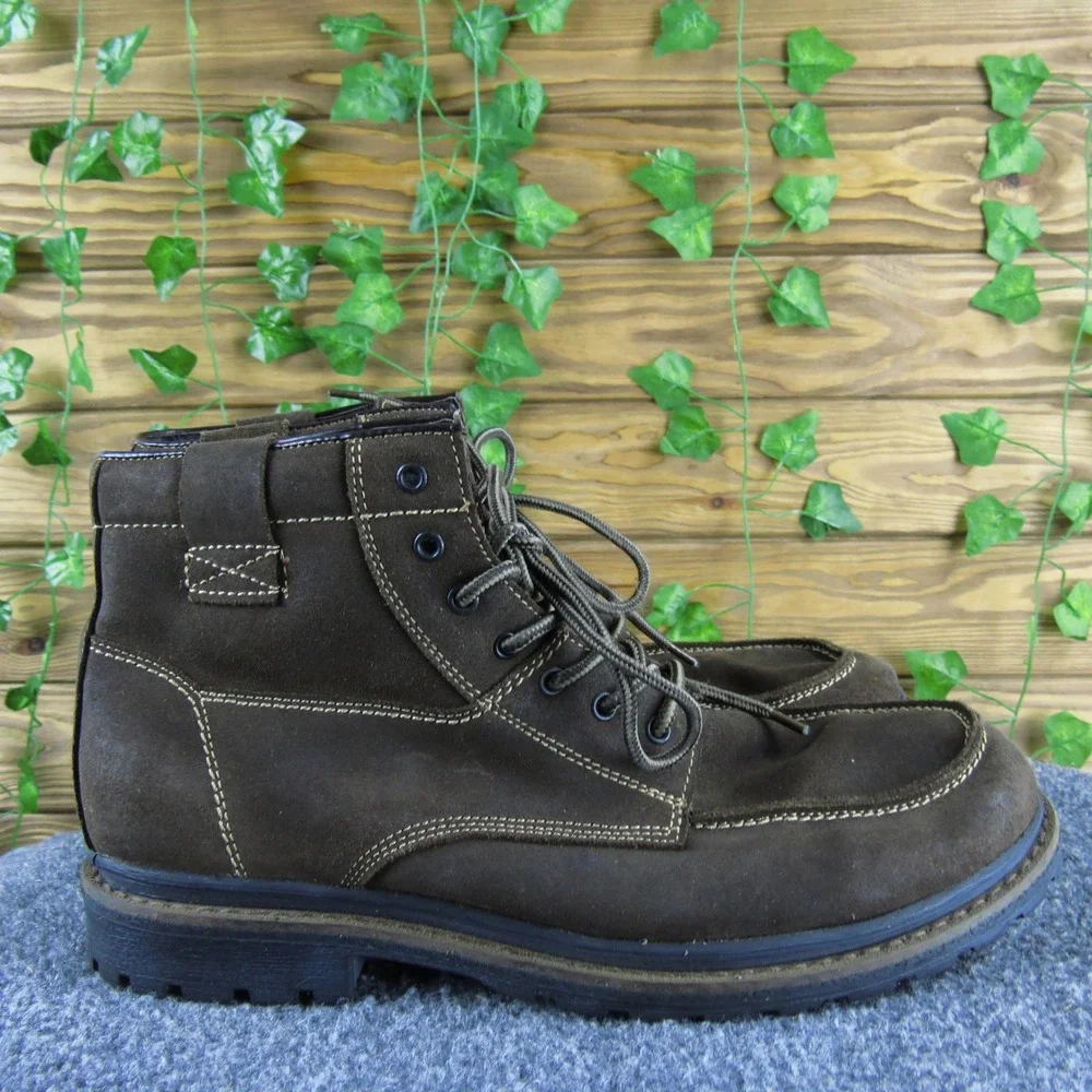 Robert Wayne Men 42 Brown Suede Lace Up Ankle Boots‎ Casual Rugged Moc Toe
